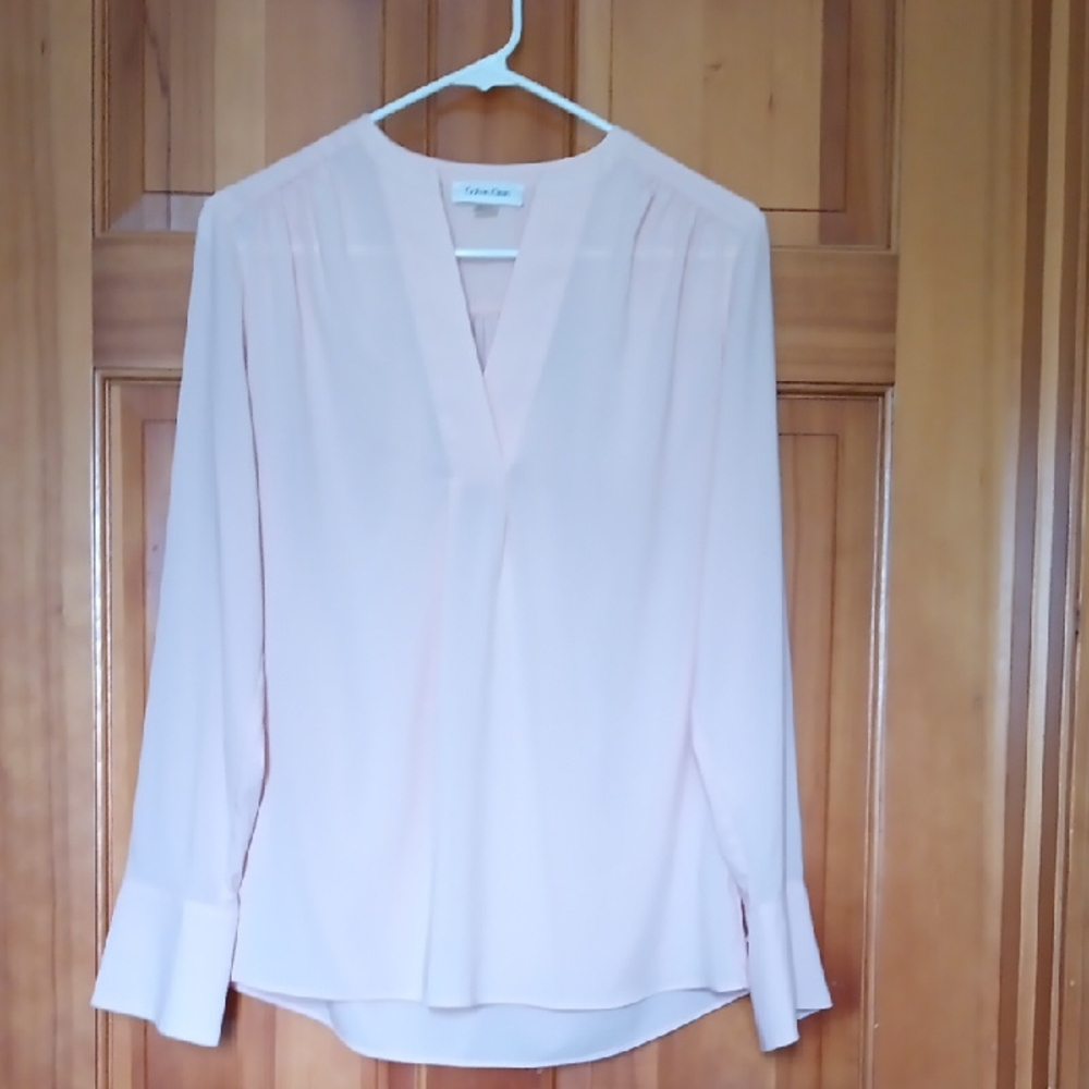 Calvin Klein Blush Pink Long Sleeve Relaxed Top Blouse Size S